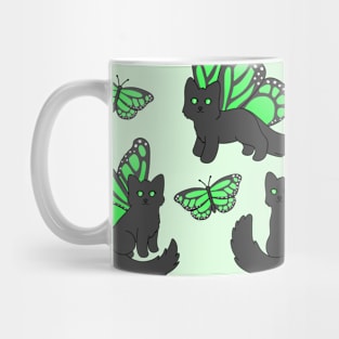 Green Butterfly Cat Mug
